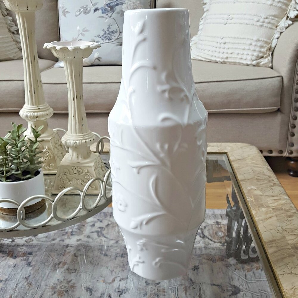 NEW! MASSIVE Exquisite 16" TALL FLORAL STATEMENT VASE